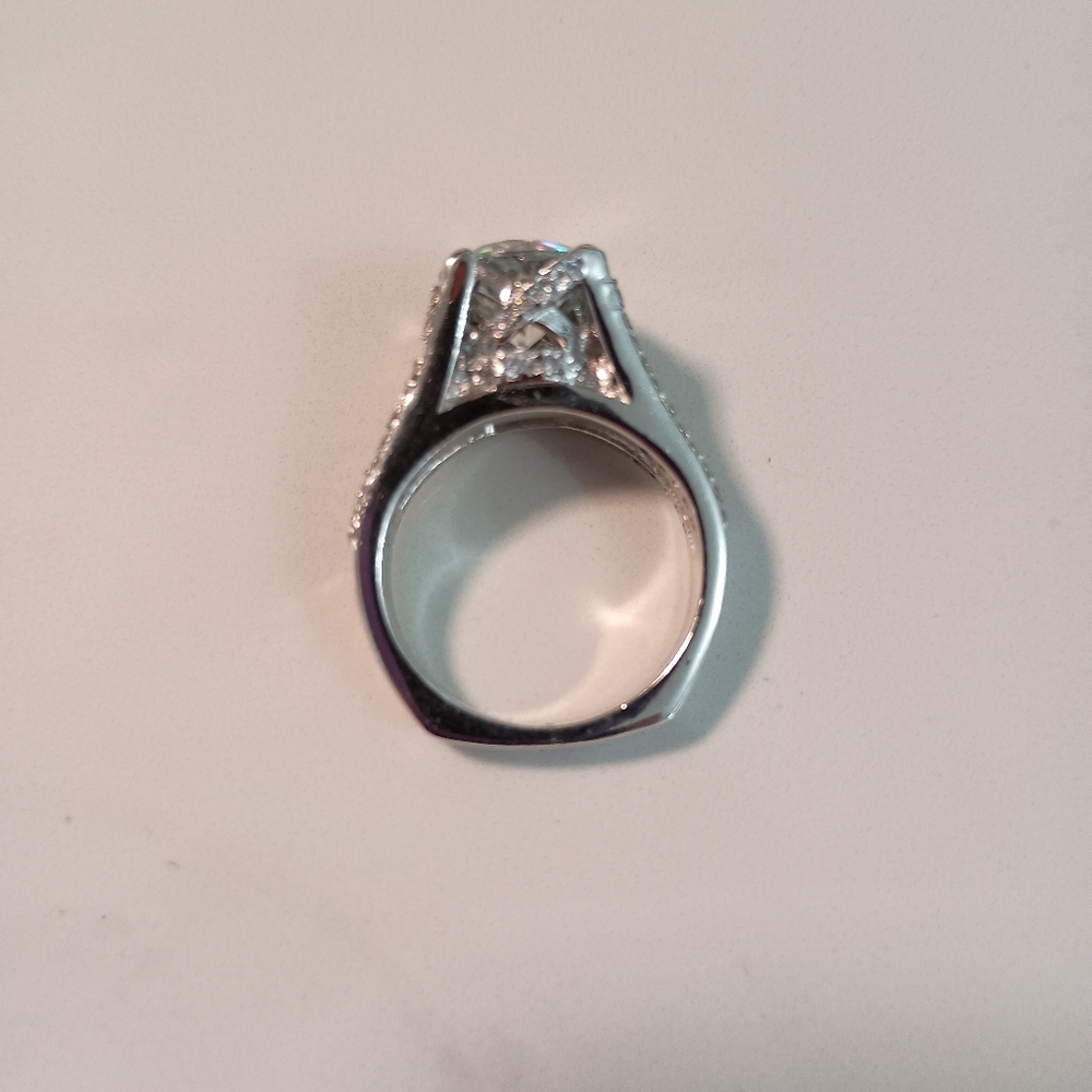 5.57 Ct  Ice White Round Moissanite Diamond Engagement Ring Silver Size 7 - Picture 12 of 13